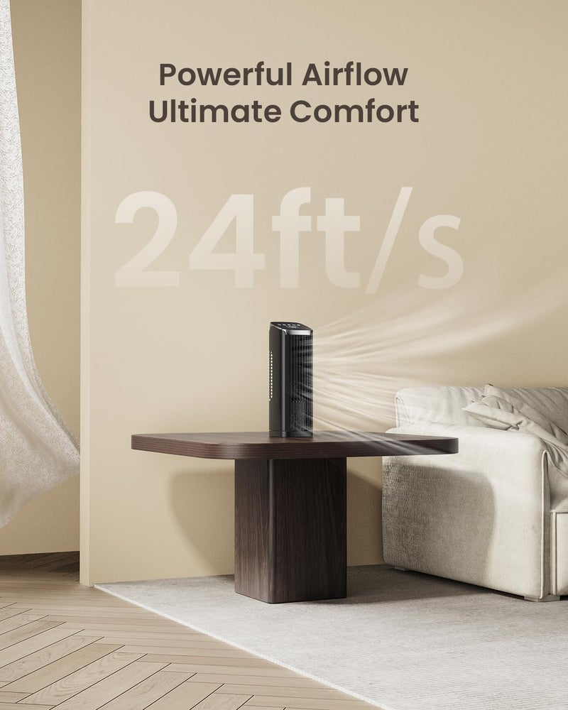 PNTCK Fan for Bedroom, 13" Tower Fan with Remote, 4 Modes 4 Speeds Max 24ft/s, 70° Oscillating Desk Fan, 12H Timer Portable Fans, Cooling Fans for Office, Home - Image 2